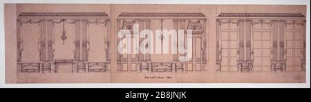 PROJET DE DÉCORATION SALLE À MANGER HOTEL DE MONACO (57, RUE ST DOMINIQUE) ALEXANDRE-THÉODORE BRONGNIART (1739-1813). 'Projet de décoration pour la salle à manger de l'hôtel de Monaco (57, rue Saint-Dominique), vers 1774. Panache. Paris, musée Carnavalet. Banque D'Images