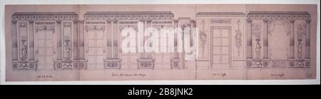 PROJET DE DÉCORATION REPAS MME MONACO (57 RUE ST DOMINIQUE) ALEXANDRE-THÉODORE BRONGNIART (1739-1813). 'Projet de décoration pour la salle à manger de l'hôtel de Monaco (57, rue St Dominique)', vers 1774. Paris, musée Carnavalet. Banque D'Images