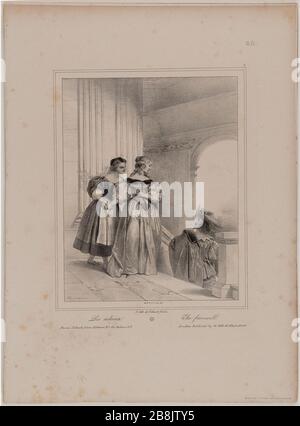 Album lithographié par Deveria, à Gihaut à Paris et à Londres Tilt, 1833. Adieu Achille Deveria (1800-1857). Album lithographique. Les adieux. Lithographie, 1833. Paris, musée Carnavalet. Banque D'Images