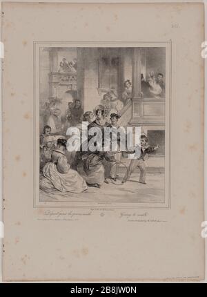 Album lithographié par Deveria, à Gihaut à Paris et à Londres Tilt, 1833. Départ pour la promenade Achille Deveria (1800-1857). Album lithographique. Partie pour la promenade. Lithographie, 1833. Paris, musée Carnavalet. Banque D'Images