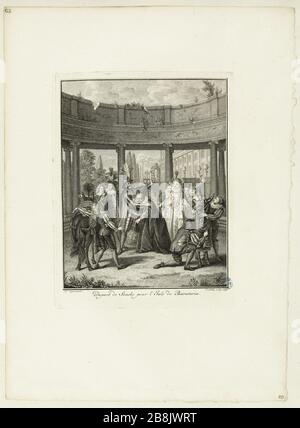 Histoire de Don Quichote après Charles Antoine Coypel, Sancho départ pour l'île de Barataria (vingt-troisième d'une série de 31 pièces) Jakob Van der Schley (1715-1779). Histoire de Don Quichotte d'après Charles Antoine Coypel, le départ de Sancho pour l'île de Barataria (Vingt-troisième numéro d'une suite de 31 pièces). Burin, 1746. Musée des Beaux-Arts de la Ville de Paris, petit Palais. Banque D'Images