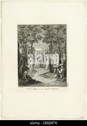 Histoire de Don Quichote après Charles Antoine Coypel, les bergers entrèrent dans le mariage de Gamal (douzième nombre d'une séquence de 31 pièces) Jakob Van der Schley (1715-1779). Histoire de Don Quichotte d'après Charles Antoine Coypel, entrée de bergères aux noces de Gamal (Douzième numéro d'une suite de 31 pièces). Burin, 1745. Musée des Beaux-Arts de la Ville de Paris, petit Palais. Banque D'Images