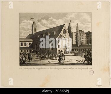 Révolution française: Nuit du 12 au 13 Thermidor année II (27 au 28 juillet 1794: Fermeture du Club Jacobin par les Comités et l'Armée de terre Couvent des Jacobins rue Saint-Honoré (actuelle place Saint-Honoré marché) 1... arrondi. 61ème Commission DE Tafereelen van staatsomwenteling en FRANCE (titre factice) Banque D'Images