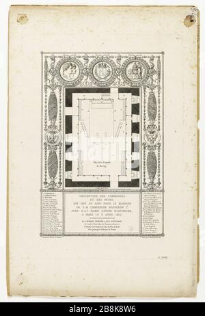 Album du mariage de 1810. Description des cérémonies et célébrations, qui ont eu lieu pour le mariage de M. S. Empereur Napoléon avec S.A.I. Marie Louise d'Autrich à Paris le 2 avril 1810 Pierre Lacour (1778-1859) d'après Percier et Fontaine. Album du mariage de 1810. Description des cérémones et des fêtes, qui ont eu lieu pour le mariage de l'Empereur Napoléon Ier avec Marie-Louise d'Autriche, à Paris le 2 avril 1810. Eau-forte. Paris, musée Carnavalet. Banque D'Images