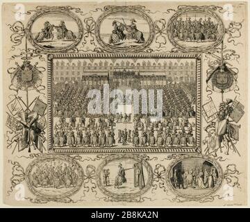 Carrousel sur la place Royale (place des Vosges) en 1612 (TF) Banque D'Images