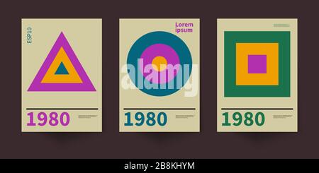 Motif couverture dans le style bauhaus. Rapport annuel, contexte abstrait, modèle de conception. Poster créatif vectoriel, couverture de la brochure. Brochure rétro. Ensemble de vecteurs métier. Illustration de Vecteur