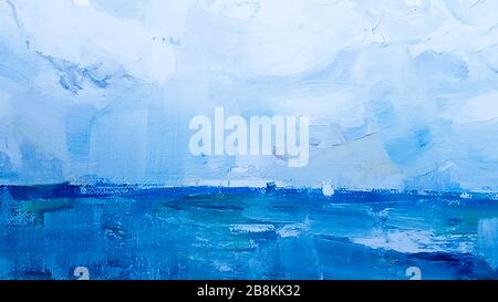 détail de l'art bleu abstrait fond peint à l'huile. Texture de peinture à l'huile turquoise. Arrière-plan artistique abstrait. Peinture à l'huile sur toile. Un fragment d'un travail de Banque D'Images