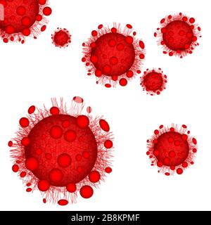 Infection par le virus de la Corona rouge. Symptômes dangereux de maladie. Avertissement médical contexte. Illustration vectorielle isolée sur fond blanc Illustration de Vecteur