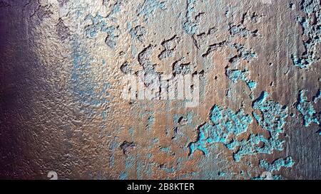 Fond de texture en stuc bleu turquoise et doré. Peinture décorative pour les murs. Banque D'Images