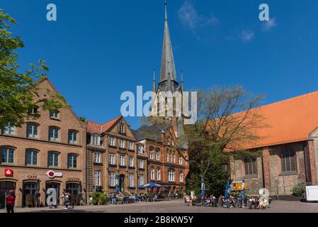 Südermarkt ou marché Sud, ville de Flensburg sur le fjord de Flenburg, ville frontalière du Danemark, Schleswig-Holstein, Allemagne du Nord, Europe centrale, Banque D'Images