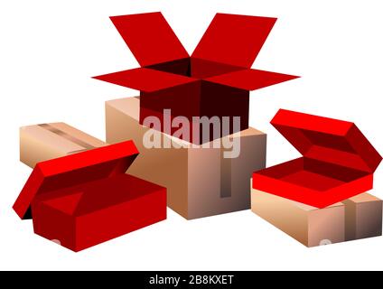 jeu de boîtes sur fond blanc Illustration de Vecteur