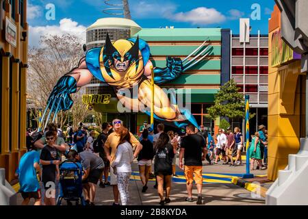 Orlando, Floride. 02 mars 2019. Village coloré de Marvel Super Hero Island aux îles Univernales de l'aventure Banque D'Images