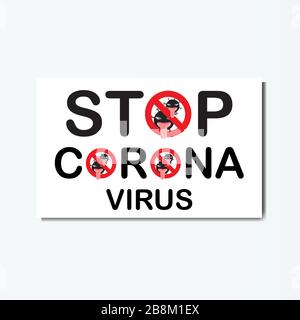 Autocollant signe attention coronavirus. Arrêter le coronavirus. Éclosion de coronavirus. Danger de coronavirus et maladie à risque pour la santé publique et éclosion de grippe. Pandémie Illustration de Vecteur