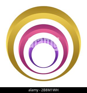 Cercles abstraits colorés. Anneaux multicolores isolés sur fond blanc. Cercles de volume concentrique, anneaux. Éléments de conception abstraits. Infographie. Illustration de Vecteur