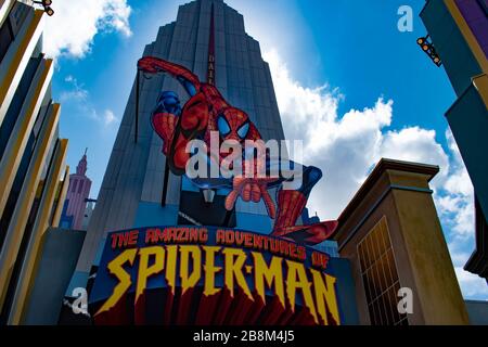 Orlando, Floride. 02 mars 2019. Vue de dessus des incroyables aventures de Spiderman à Univerals Islands of Adventure Banque D'Images