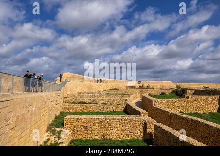 Victoria, Gozo, Malte - 15 octobre 2019 : la citadelle calcaire de Cittadella du 15 au XVIIe siècle Banque D'Images