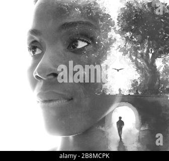 Paintographie. Un portrait combiné à une peinture Banque D'Images