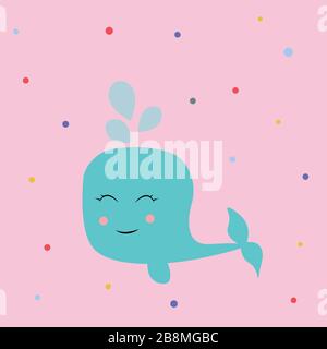 scénario d'illustration de caricature des baleines mignonne Illustration de Vecteur