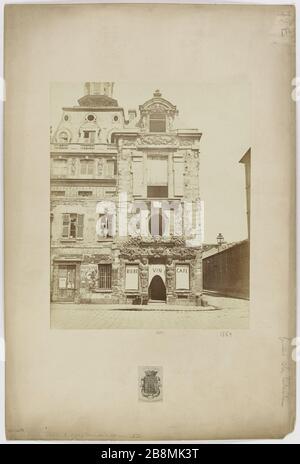 Pier Celestine I. Hotel Cleves rue du petit Musc à l'est. Hotel Fieubet, 2 Quai des Celestins, Paris 4ème arrondissement. Le Marais. Hôtel Fieubet, 2 quais des Célestins. Hôtel de Clèves, rue du petit Musc à l'est, Paris (IVème arr.). Photo de Pierre Emonts (1831-1912). Papier aluminé. En 1869-1869. Paris, musée Carnavalet. Banque D'Images