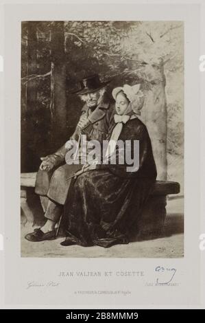 Jean Valjean et Cosette Gustave Brion (1824-1877). Illustration des oeuvres comtes 'les Misérabless' de Victor Hugo. 'Jean Valjean et Cosette'. Photo de Gilmer. Rage sur papier alluminé. 1862. Paris, Maison de Victor Hugo. Banque D'Images