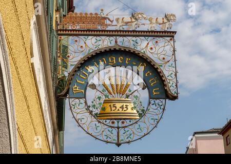 Le Flotzinger Stammhaus de Rosenheim, Bavière, Allemagne. Banque D'Images