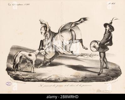 La mare du prince et le chien Princesse Honoré Daumier (1808-1879). Caricature de pression. 'La jument du prince et le chien de la princesse'. Plan parue dans 'la caricature' du 25 septembre 1834. Lithographie. Paris, Maison de Balzac. Banque D'Images