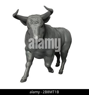 bull isolé sur fond blanc. Résultat du rendu du modèle tridimensionnel Banque D'Images