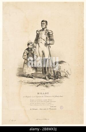 Millot, ancien brigadier du 8ème régiment de cuirassiers de la Grande Armée Hippolyte Lalaisse (1812-1884). 'Millot, ex-brigadier au 8ème régiment des cuirassiers de la Grande Armée'. Lithographie. 1841. Paris, Maison de Victor Hugo. Banque D'Images