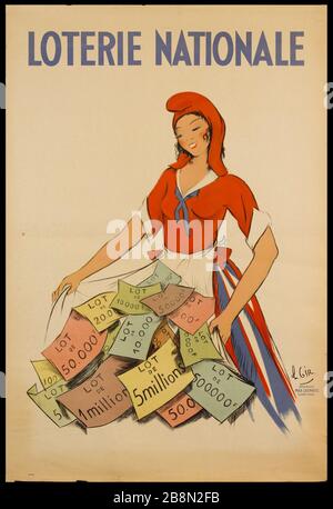 LOTERIE NATIONALE Charles-Félix RIF (Charles RIF, 1883-1941). Fiche publique.'Loterie nationale'. Lithographie couleur. 1936. Paris, musée Carnavalet . Banque D'Images