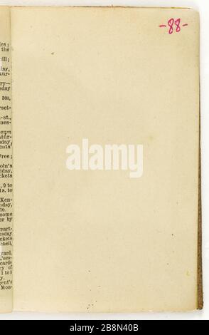 Peu plus de 88 pages 2 ordre du jour Jean-Baptiste Carpeaux (1827-1875). Petit agenda (88 plus 2 pages). Réliure en forme de rapporteur de maroquin brun. Pages vierges, une page par semaine, papier blanc. Notes critmanuches au crayon graphite. Pages numériques au stylo bic rose. 1871. Musée des Beaux-Arts de la Ville de Paris, petit Palais. Banque D'Images