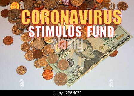 Coronavirus Stimulus Fund sur les pièces américaines et les antécédents de facturation du dollar Banque D'Images