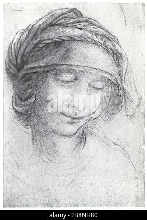 Léonard de Vinci. Etude pour chef de Sainte Anne. 1508-1510. Banque D'Images