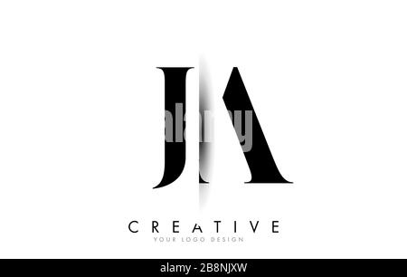 JA J A lettre logo Design avec Creative Shadow Cut Vector Illustration Design. Illustration de Vecteur