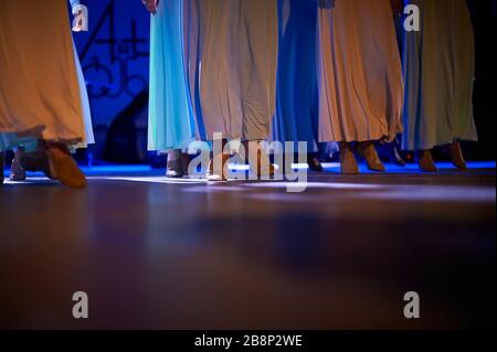 Tbilissi, Géorgie le 14 juillet 2019 danseurs de la compagnie nationale de danse de ballet géorgienne Sukhishvili en scène au Art Gene Festival Banque D'Images