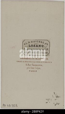 Portrait de Dante Alighieri (1265-1321), (poète italien) après la gravure de Raphael Morghen Portrait d'Alighieri Dante (1265-1321), poète italien d'après la gravité de Raphaël Morghen. Carte de visite (verso). Rage sur papier alluminé. 1860-1890. Photo de Bisson frères. Paris, musée Carnavalet. Banque D'Images