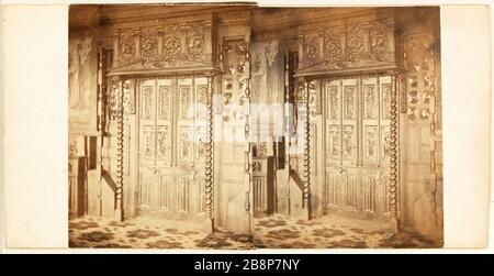 Reportage d'Edmond Bacot à Hauteville Maison porte de la galerie de chêne au deuxième étage en 1862. Bacot, Edmond. 'Reportage d'Edmond Bacot à Hauteville House : la porte de la galerie de chêne au deuxième étage, 1862'. Rage sur papier alluminé. 1862-1862. Paris, Maison de Victor Hugo. Banque D'Images