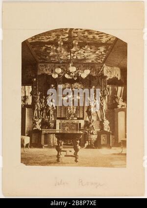 Reportage d'Edmond Bacot à Hauteville House: The Red Room 1862. Bacot, Edmond. 'Reportage d'Edmond Bacot à Hauteville House : le salon rouge, 1862'. Rage sur papier alluminé. 1862-1862. Paris, Maison de Victor Hugo. Banque D'Images
