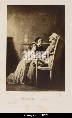 MORT VALJEAN, ILLUSTRATION DE 'LES MISÉRABLES GUSTAVE BRION. La mort de Jean Valjean, illustration pour les Misérables. Photographie Briquet/ guettard, d'après un dessin de Brion, 1862. Paris, Maison de Victor Hugo. Banque D'Images