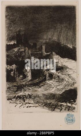 Lightear Charles-Jean-Louis Courtry (1846-1897) (d'après Victor Hugo). 'L'Éclair'. Eau-forte. 1868. Paris, Maison de Victor Hugo. Banque D'Images