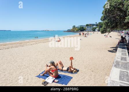 Mission Bay Beach, Mission Bay, Auckland, Nouvelle-Zélande Banque D'Images