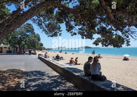 Mission Bay Beach, Mission Bay, Auckland, Nouvelle-Zélande Banque D'Images