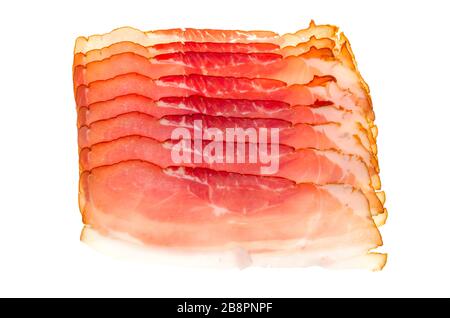 Viande fumée fine en morceaux. Studio photo Banque D'Images