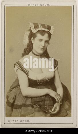 Portrait de Berthe (actrice) Ulric Grob (actif entre 1860 et 1900). Portrait de Berthe, (actrice). Carte de visite (recto). Rage sur papier alluminé. 1870-1890. Paris, musée Carnavalet. Banque D'Images