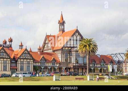 Musée et galerie d'art Rotorua à Rotorua, Nouvelle-Zélande. Incapable de répondre aux normes strictes de la NZ en matière de tremblement de terre, le musée a été fermé en 2016. Banque D'Images