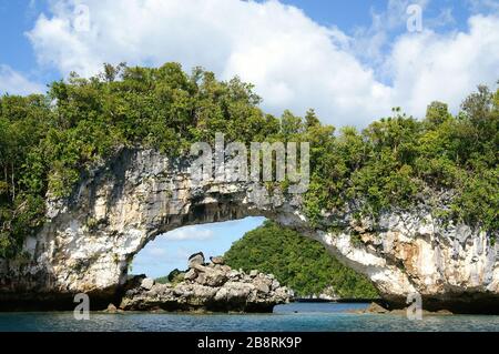 Beau paysage naturel des îles rocheuses du Pays Micronésien, Palau Banque D'Images