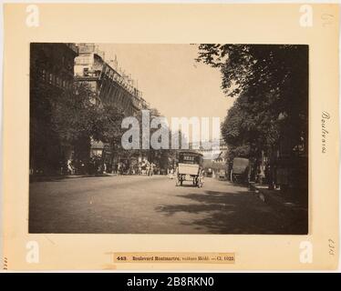 Boulevards / 443 Boulevard Montmartre, Hede voiture. - cl. 1022 Voitures à cheval sur le boulevard Montmartre, 2ème et 9ème arrondissements, Paris 'Vocations à cheval de la boulangerie Hédé sur le boulevard de Montmartre, Paris (II-IXème arr.)'. Photo d'Hippolyte Blancard (1843-1924), vers 1890. Paris, musée Carnavalet. Banque D'Images