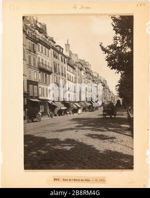 La Seine / 894 Quai de l'Hôtel de Ville. - cl. 1471 chariot sur le quai de l'Hôtel de Ville, 4ème arrondissement, Paris 'Voiiture à cheval sur le quai de l'Hôtel-de-Ville, Paris (IVème arr.)'. Photo d'Hippolyte Blancard (1843-1924), vers 1890. Paris, musée Carnavalet. Banque D'Images