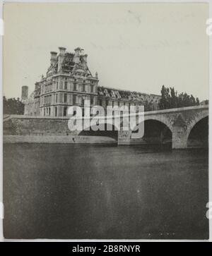 Tuileries / Pavillon de flore et pont Royal. Le Pavillon de flore et le Pont Royal, 1ère arrondissement, Paris. La commune de Paris. le pavillon de flore et le Pont Royal. Paris (Ier arr.). Photo d'Hippolyte Blancard (1843-1924). Rage au plateau (recto). 1870-1871. Paris, musée Carnavalet. Banque D'Images