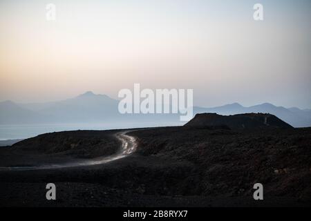 Afrique, Djibouti, Ardoukoba. Paysage du volcan Ardoukoba Banque D'Images