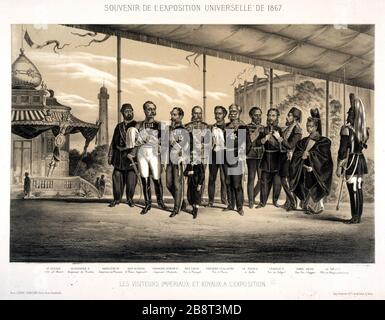 SOUVENIR DU MONDE EXPO 1867 - LES VISITEURS IMPÉRIAUX ET ROYAUX À L'EXPOSITION LEBIGNE DUQUESNE. 'Souvenir de l'exposition universelle de 1867 : les visiteurs immatériels et royaux à l'exposition). Paris, musée Carnavalet. Banque D'Images